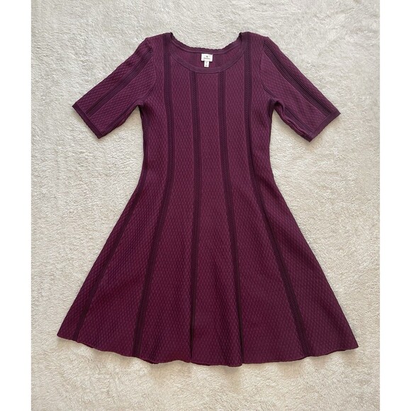 Dressbarn Sweater Knitted Dress Women Size PM Petite M Purple Geometric - Picture 1 of 11
